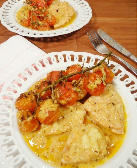 Грудинка куриная с моцареллой и помидорами черри в мультиварке: рецепт с фото