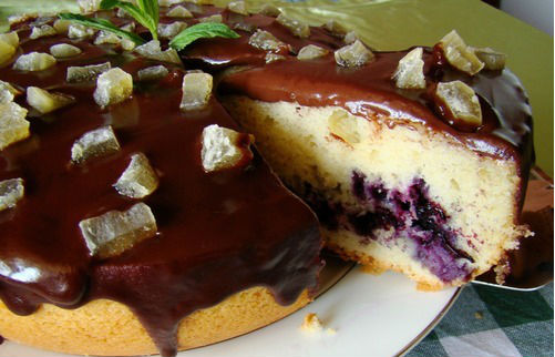Пирог с черникой в шоколадной глазури в мультиварке: рецепт с фото